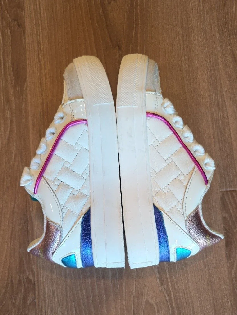 Kurt Geiger Kids White Sneakers with Pink and Green Accents